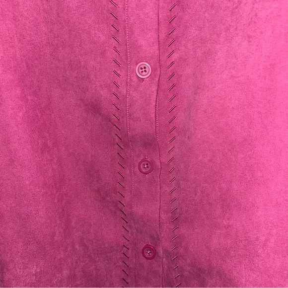 Studio Works Giddy Up Western Hot Pink Suede Button Down - Picture 4 of 6